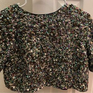 Glamorous Multicolor Sequin Crop Top